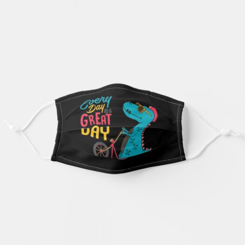 Every Day a Great Day Dinosaur on Bike Adult Cloth Face Mask