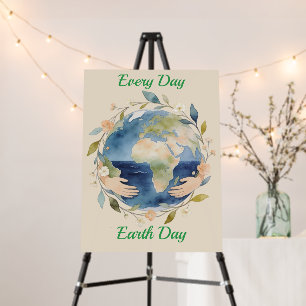 Every Day Earth Day Floral Globe With Hands Foam Board