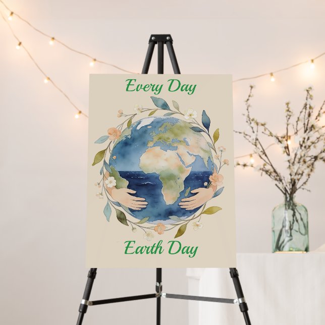Every Day Earth Day Floral Globe With Hands Foam Board (In Situ (Stand))