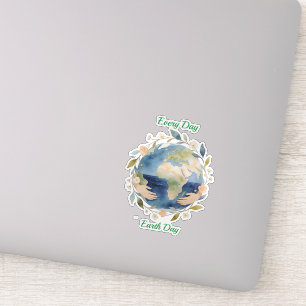 Every Day Earth Day Floral Globe With Hands Sticker