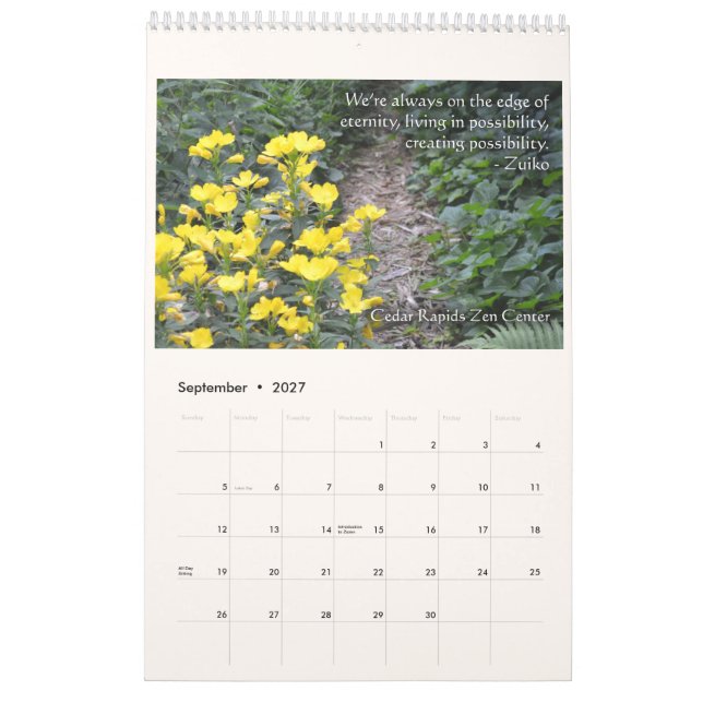 Every Day is a Good Day - Zen Center Calendar (Sep 2027)