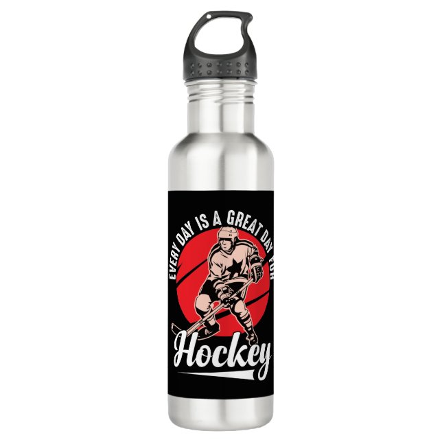 Every Day Is A Great Day For Hockey Stainless Steel Water Bottle (Front)