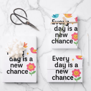 Every Day Is a New Chance – Colorful Birds Wrapping Paper Sheets