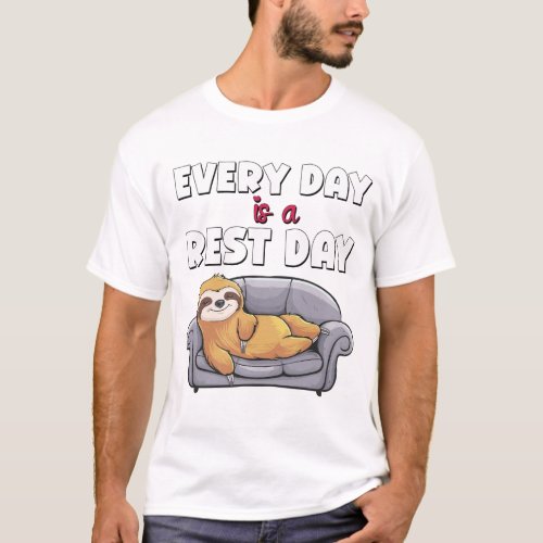 Every Day is a Rest Day Sloth on Couch T_Shirt