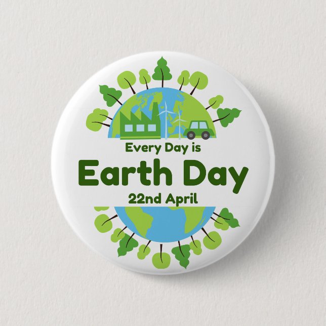 Every Day Is Earth Day | Earth Day Button (Front)