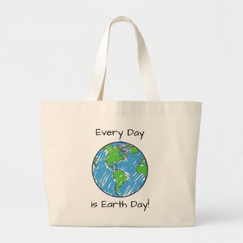 Every Day is Earth Day Personalized Planet Large Tote Bag