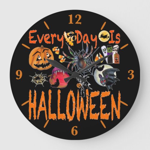 Every Day Is Halloween Large Round Wall Art Clock