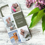 Every Days a Happy Day 4 Photo Initials Green iPhone 12 Pro Max Case<br><div class="desc">Personalized Phone case for iphone 12 pro max and many other models. The design features a custom photo collage with 4 of your favorite photos, your name and the positive wording "Every day's a happy day". The photo template is set up ready for you to add your photos, which are...</div>
