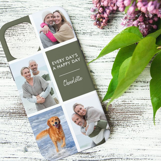 Every Days a Happy Day 4 Photo Initials Green Case-Mate iPhone Case
