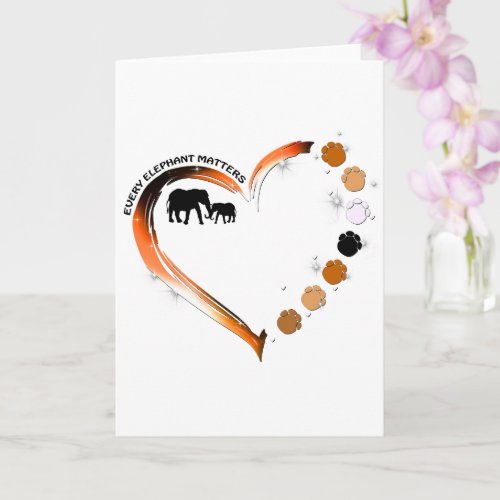 Every Elephant Matters Golden Heart Elephant Paws Card