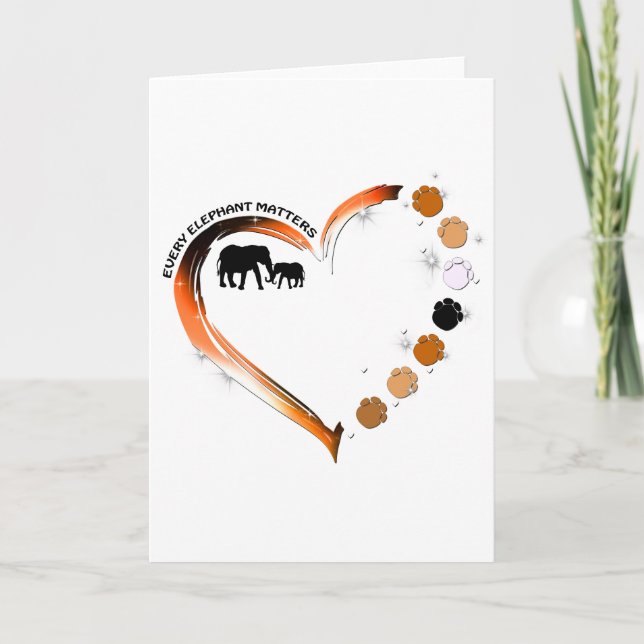 Every Elephant Matters Golden Heart Elephant Paws Thank You Card (Front)