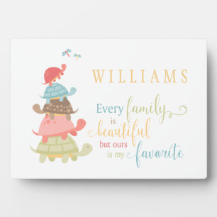 Every Family is Beautiful typography turtles Plaque