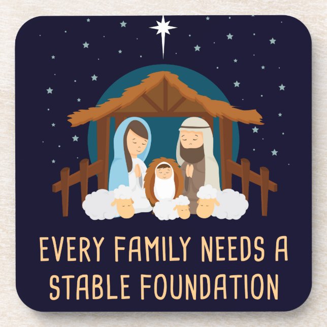 Every Family Needs a Stable Foundation – Christmas Beverage Coaster (Front)