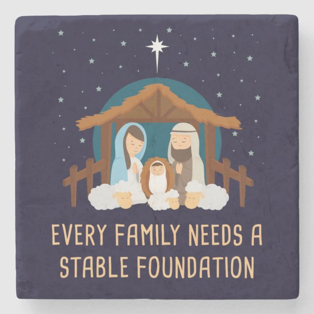 Every Family Needs a Stable Foundation – Christmas Stone Coaster (Front)