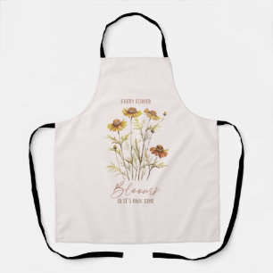 Every Flower Blooms in Its Own Time -Rustic Floral Apron
