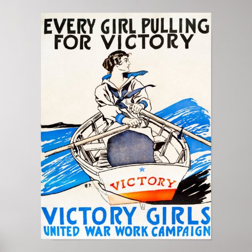 Every Girl Pulling for Victory Vintage Poster