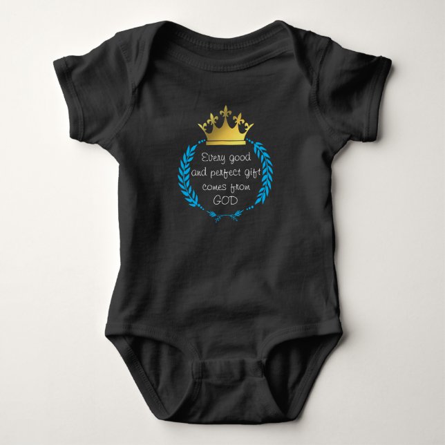 EVERY GOOD AND PERFECT GIFT | Blue Laurel Wreath Baby Bodysuit (Front)