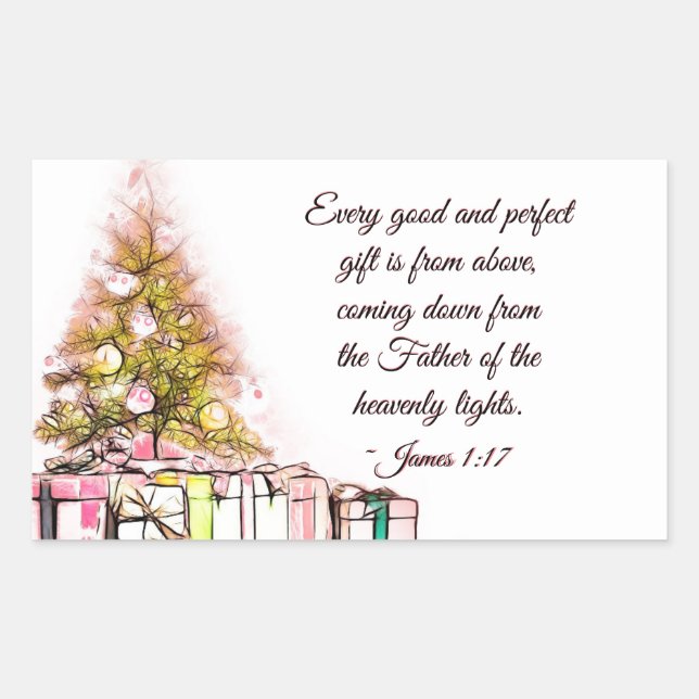 Every Good and Perfect Gift James 1:17, Christmas Rectangular Sticker (Front)