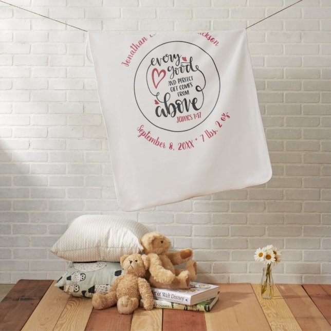 Every Good Perfect Gift Above Custom Birth Stats Baby Blanket (In Situ)
