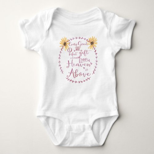 Every Good  Perfect Gift Green with Sunflowers Baby Bodysuit