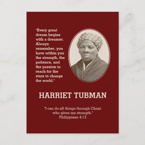 Every Great Dream BHM HARRIET TUBMAN Quote Postcard
