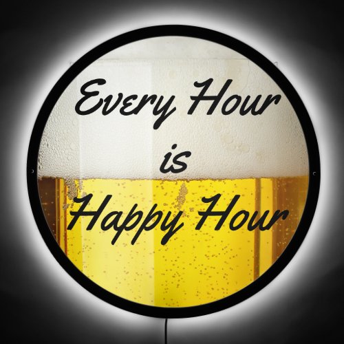Every Hour is Happy Hour   Beer Funny Bar LED Sign