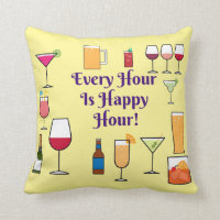 Every Hour Is Happy Hour Throw Pillow