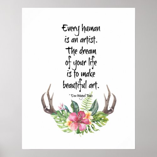 Every Human Is An Artist Quote Poster