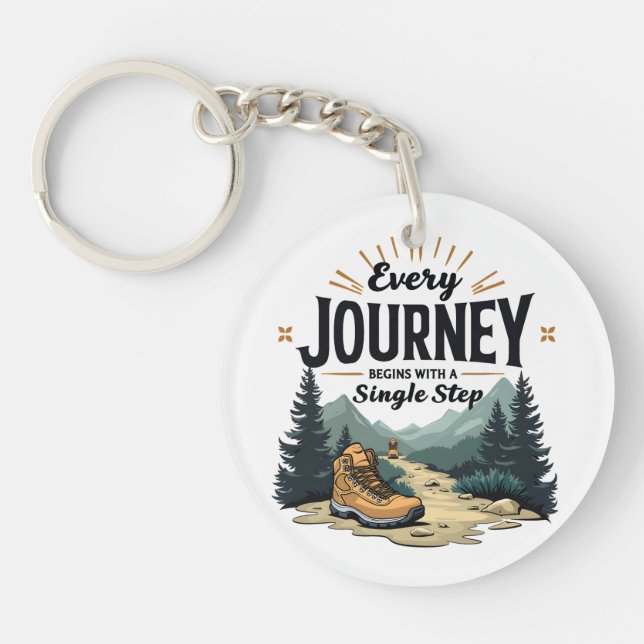 Every Journey Start With a Single Step Hiking Keychain (Front)