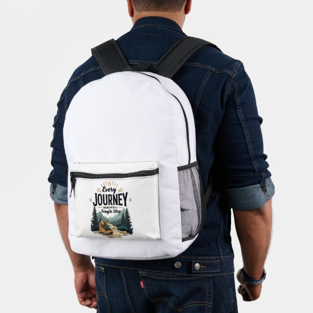 Every Journey Start With a Single Step Hiking Printed Backpack (Insitu (Model))