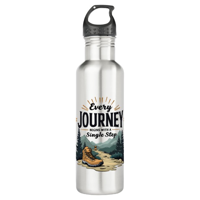 Every Journey Start With a Single Step Hiking Stainless Steel Water Bottle (Front)