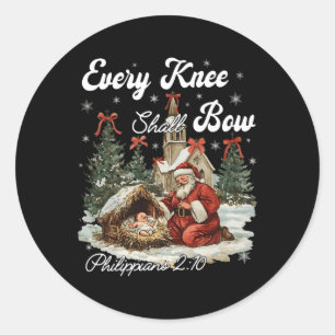 Every Knee Shall Bow Christian Christmas Classic Round Sticker