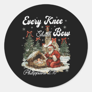 Every Knee Shall Bow Christian Christmas Classic Round Sticker