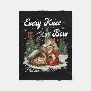 Every Knee Shall Bow Christian Christmas Fleece Blanket