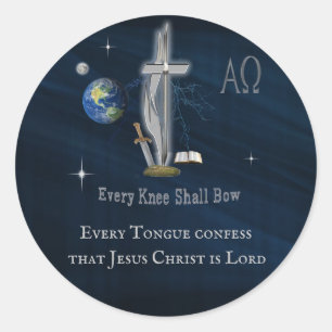 Every knee shall bow classic round sticker