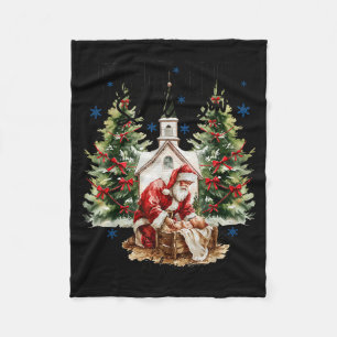 Every Knee Shall Bow Nativity Scene Religious Chri Fleece Blanket