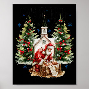 Every Knee Shall Bow Nativity Scene Religious Chri Poster