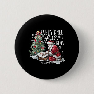 Every Knee Shall Bow Santa Christmas Nativity Scen Button