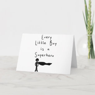 every little boy is a superhero letterpress thank you card