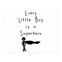 every little boy is a superhero postcard