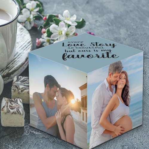 Every Love Story is Beautiful Custom 4 Photo Cube