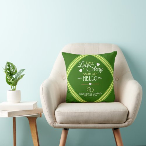Every Love Story with Couple Name Throw Pillow