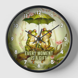 Every Moment is a Gift Romantic Frog Bedroom Decor Clock