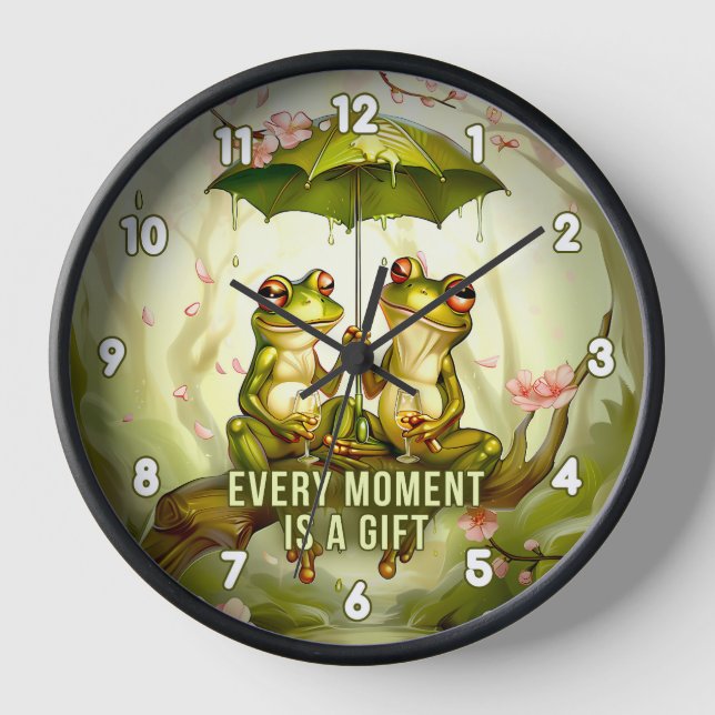 Every Moment is a Gift Romantic Frog Bedroom Decor Clock (Front)
