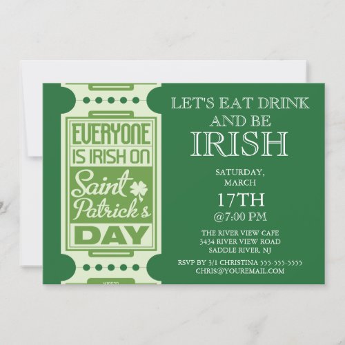Every One is Irish St. Patrick's Day Party 5x7 Paper Invitation Card