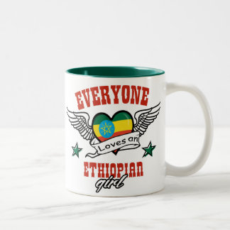 Every one loves an Ethiopian girl Two-Tone Coffee Mug