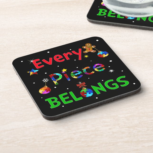 Every Piece Belongs at Christmas Beverage Coaster (Left Side)