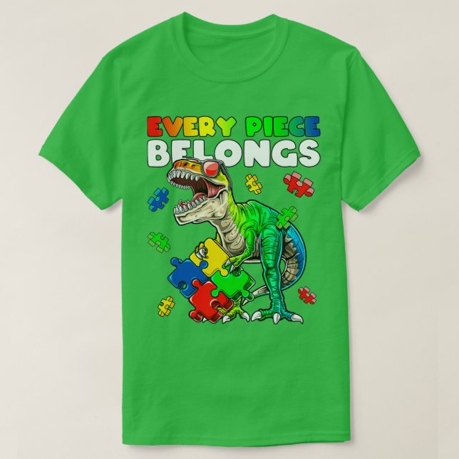 Every Piece Belongs Dinosaur Autism Awareness Puzz T-Shirt (Design Front)