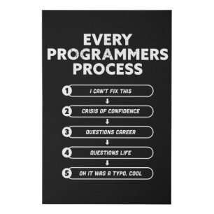 Every Programmers Process - Funny Gift Faux Canvas Print