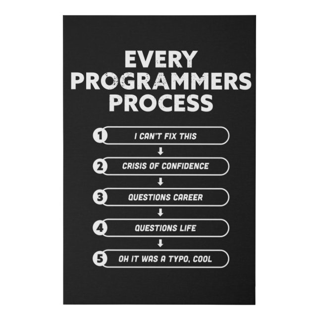 Every Programmers Process - Funny Gift Faux Canvas Print (Front)